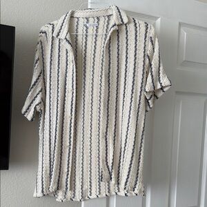 Striped Cream and Blue Men's Shirt